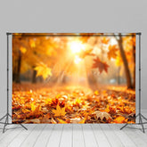 Aperturee - Aperturee Fallen Leaves Under Sunshine Bokeh Autumn Backdrop